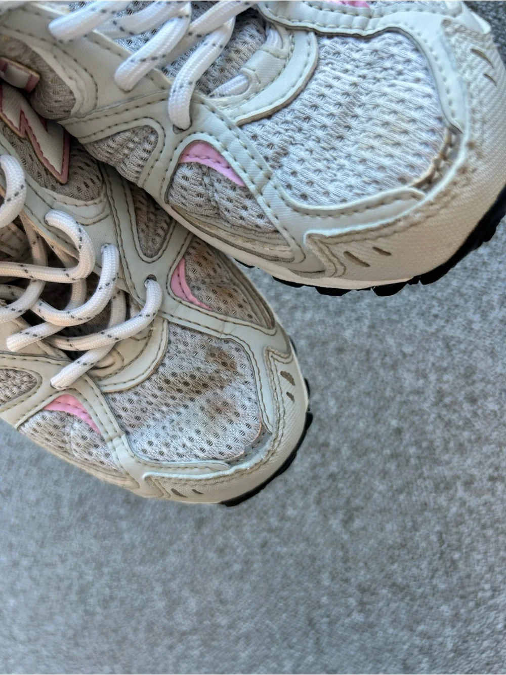New Balance White Sneakers with Pink Accents